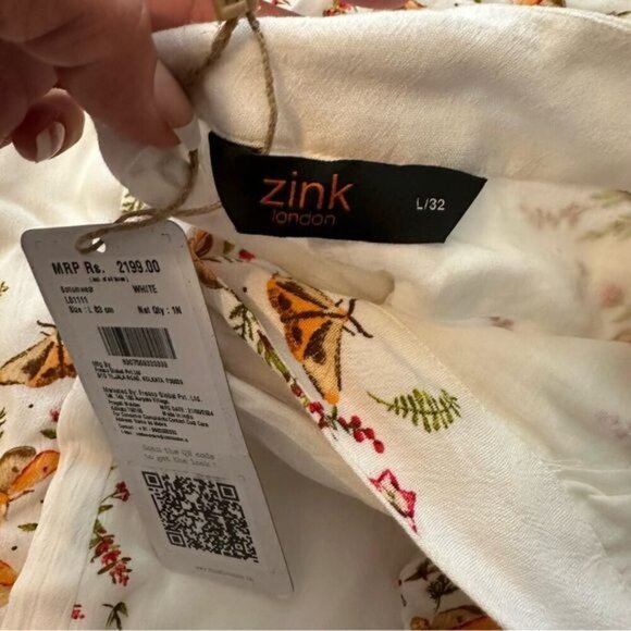 Zink London White Floral Printed Kimono Top & Printed Parallel Trouser Set Sz L - Picture 8 of 12